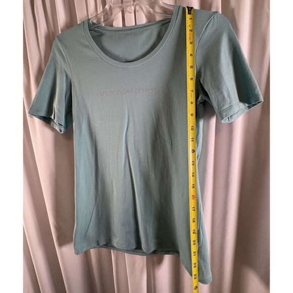 United Colors of Benneton Logo T-Shirt Teal Mist S Minimalist 72-42 - Picture 6 of 10